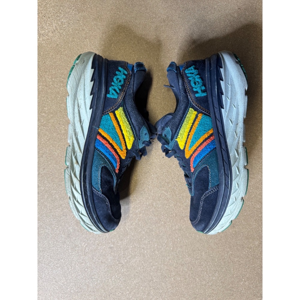 Hoka One One Bondi L Embroidery Outer Space Atlantis Suede Sneakers w9.5 M8.5